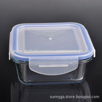 Microwave Safety Square Glass Food Container, 0.83L Volume and Borosilicate Glass Size of 500gsm